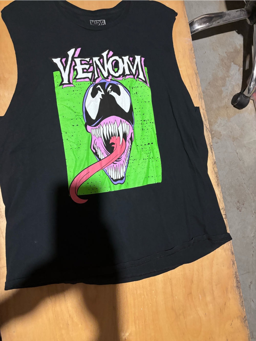 Marvel Kids Black Venom Tank Top with Neon Green & Pink Graphic